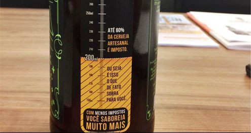 Cervejaria do Sul mostra volume de impostos nas garrafas